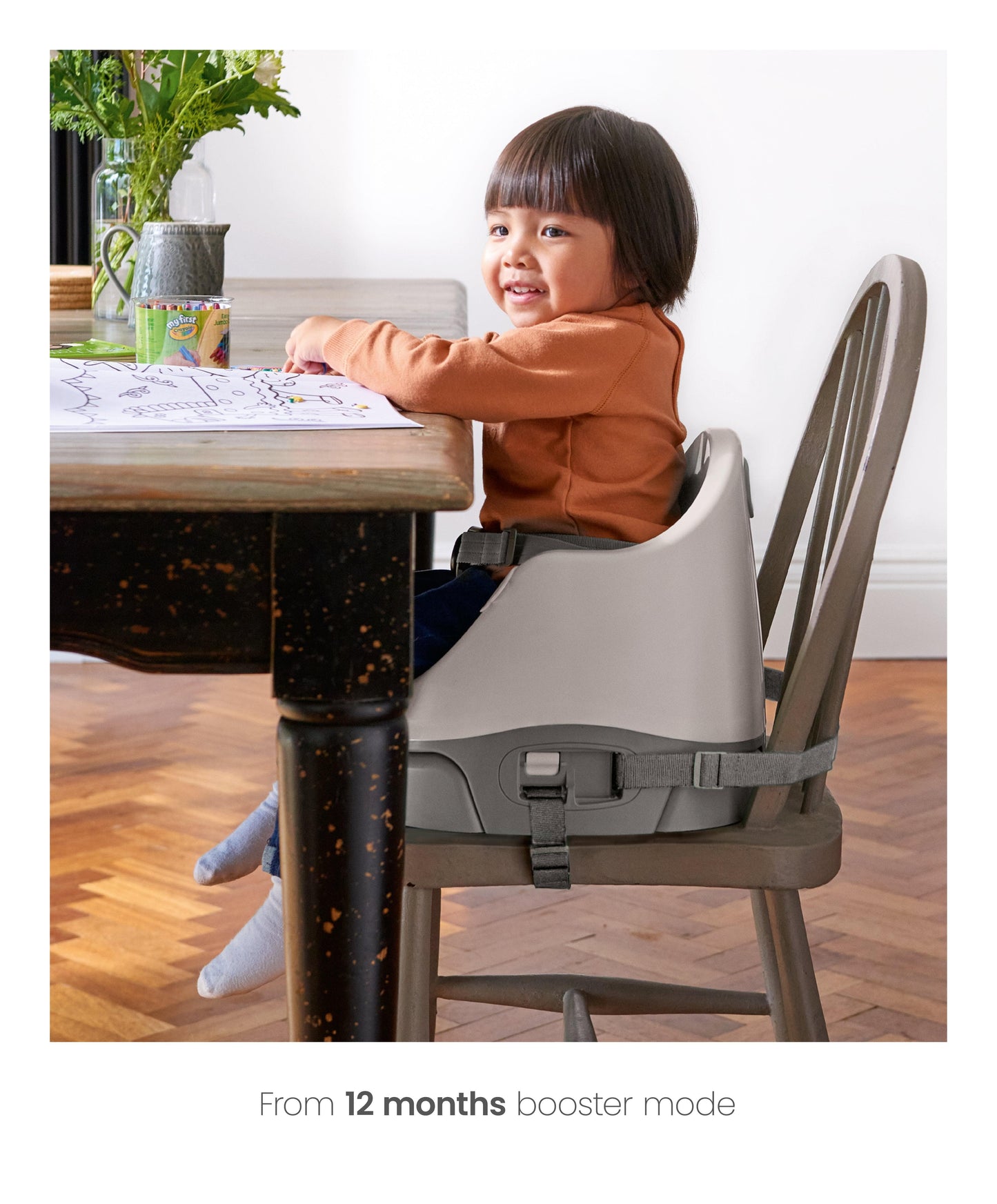 Bug 3-in-1 Floor & Booster Seat with Activity Tray - Pebble Grey