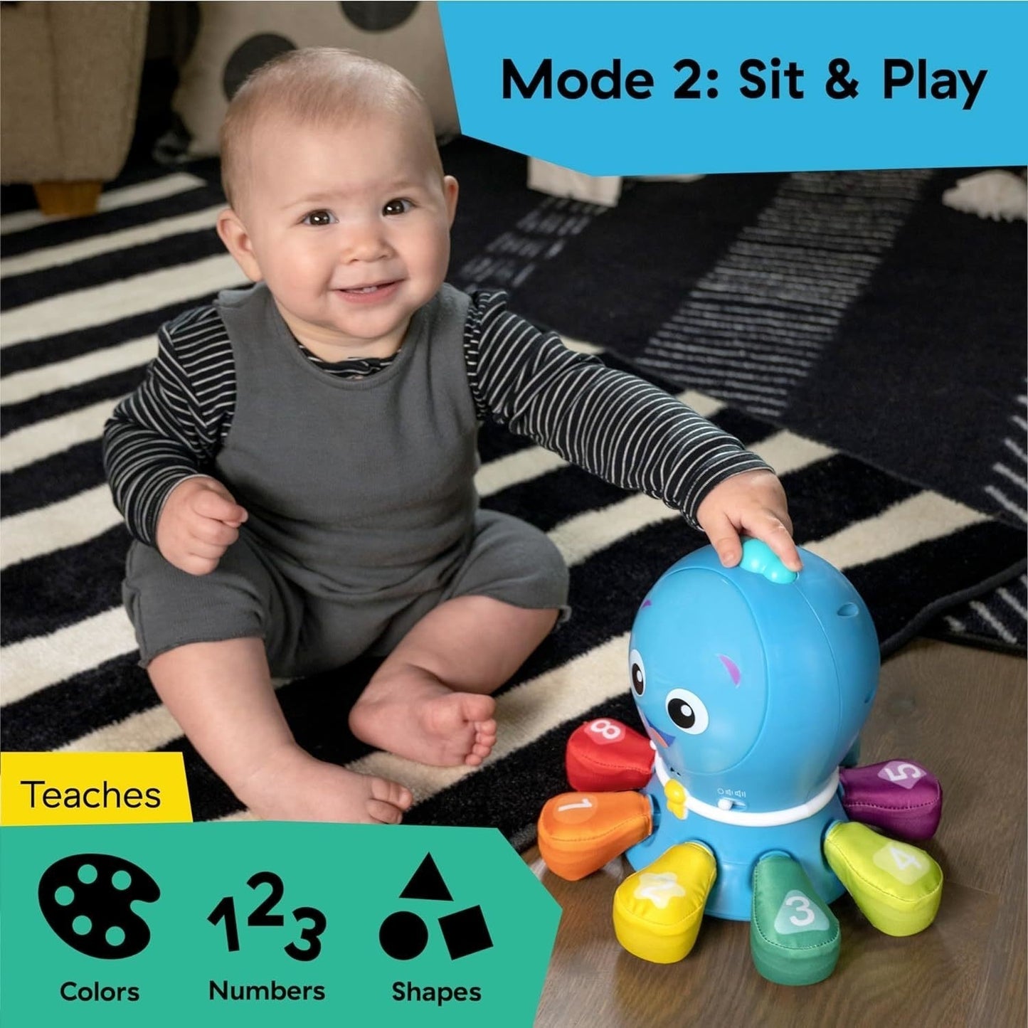 Baby Einstein Go Opus Go Musical Crawl & Chase Octopus Toy with Lights Ages 3M–5Y